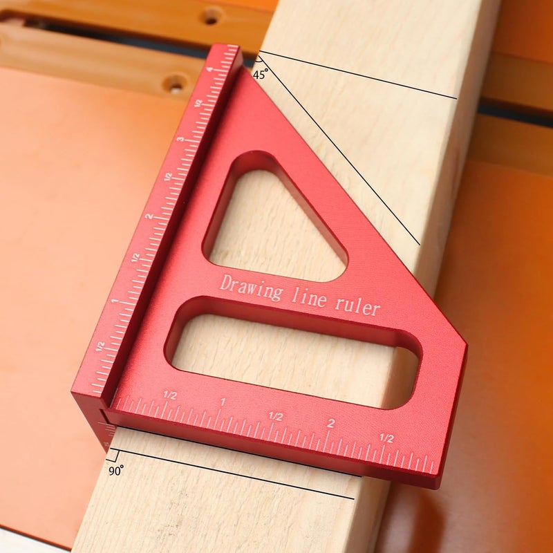 KETIPED Imperial 3D Multi-Angle Measuring Ruler,45/90 Degree Aluminum Alloy Woodworking Square Protractor, Miter Triangle Ruler High Precision Layout Measuring Tool for Engineer Carpenter,003R - Image 3